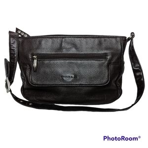 Stone & Co Purse Womens Dark Brown Pockets Dividers Adjustable Shoulder Strap